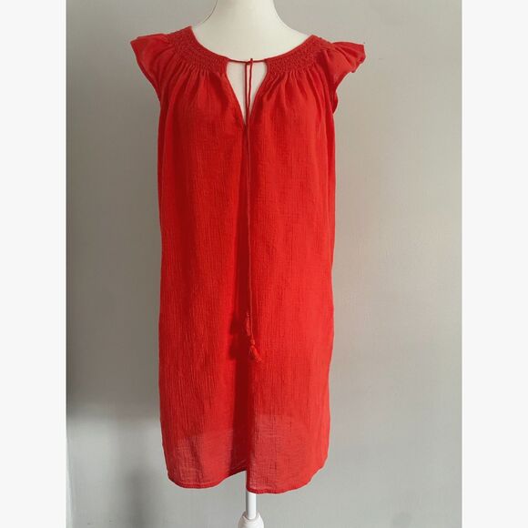 J.Crew Gauzy Coverup Shift Tunic Dress 100% Cotton in Orange - Size S - Picture 2 of 6